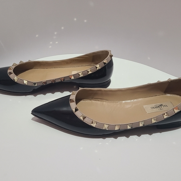 Valentino Rockstud Pointed Toe Ballerina Flat - Picture 3 of 9